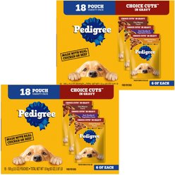 Pedigree Choice Cuts Variety Pack with Beef, Chicken & Filet Mignon Wet Dog Food, 3.5-oz pouch, bundle of 16 