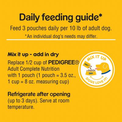 Show full view: Pedigree Choice Cuts Variety Pack with Beef, Chicken & Filet Mignon Wet Dog Food, 3.5-oz pouch, bundle of 16  slide 9 of 12