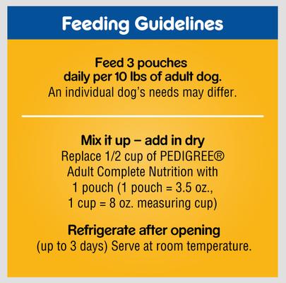Show full view: Pedigree Chopped Dinner Variety Pack Adult Wet Dog Food, 3.5-oz pouch, case of 8 slide 8 of 10