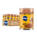 Pedigree Chopped Ground Dinner Beef, Bacon & Cheese Flavor Adult Canned Wet Dog Food, 22-oz can, case of 12