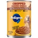 Pedigree Chopped Ground Dinner Beef, Bacon & Cheese Flavor Adult Canned Wet Dog Food, 22-oz can, case of 12
