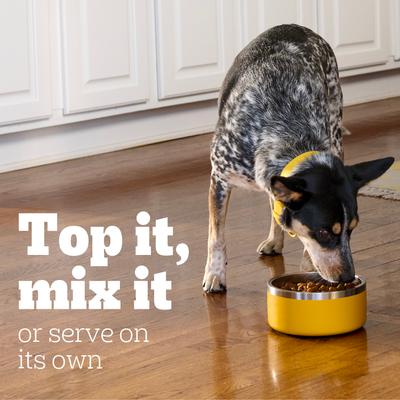 Show full view: Pedigree Chopped Ground Dinner Beef, Bacon & Cheese Flavor Adult Canned Wet Dog Food, 22-oz can, bundle of 24  slide 10 of 12