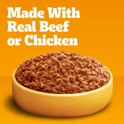 Show full view: Pedigree Chopped Ground Dinner Canned Wet Dog Food Combo with Chicken, Liver & Beef, Bacon & Cheese Flavor Variety Pack, 13.2-oz can, bundle of 24  slide 5 of 12