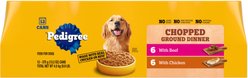 Pedigree Chopped Ground Dinner Chicken with Beef Adult Canned Wet Dog Food Variety Pack, 13.2-oz, case of 12