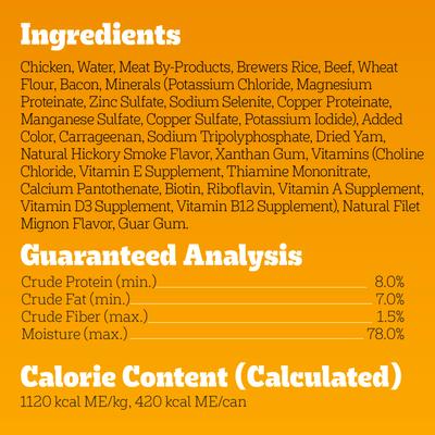 Show full view: Pedigree Chopped Ground Dinner Filet Mignon & Bacon Flavor Adult Canned Wet Dog Food, 13.2-oz can, case of 12 slide 6 of 11