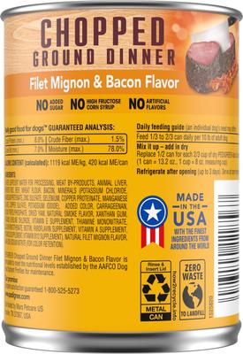 Show full view: Pedigree Chopped Ground Dinner Filet Mignon & Bacon Flavor Canned Food + Dentastix Bacon Flavor Large Dental Dog Treats slide 3 of 9