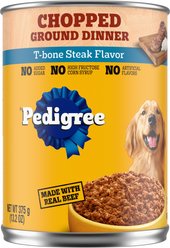 Pedigree Chopped Ground Dinner T-Bone Steak Flavor Adult Canned Wet Dog Food, 13.2-oz, case of 12
