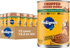 Pedigree Chopped Ground Dinner Turkey & Bacon Flavor Adult Canned Wet Dog Food, 13.2-oz, case of 12 slide 1 of 9
