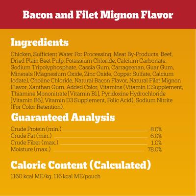 Show full view: Pedigree Chopped Ground Dinner Variety Pack Chicken, Filet Mignon & Beef Wet Dog Food, 3.5-oz pouch, bundle of 36  slide 6 of 12