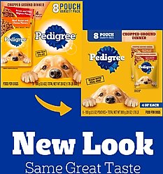 Pedigree Chopped Ground Dinner Variety Pack Featuring Bacon Wet Dog Food, 3.5-oz pouch, bundle of 16  slide 2 of 9