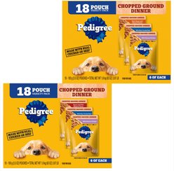 Pedigree Chopped Ground Dinner Variety Pack with Chicken, Filet Mignon & Beef + Variety Pack with Chicken, Beef & Bacon Wet Dog Food