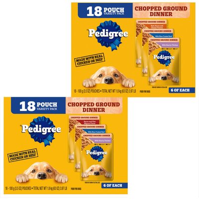 Pedigree Pedigree Chopped Ground Dinner Variety Pack with Chicken, Filet Mignon & Beef + Variety Pack with Chicken, Beef & Bacon Wet Dog Food