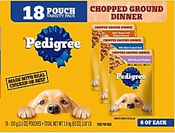 Pedigree Chopped Ground Dinner Variety Pack with Chicken, Filet Mignon & Beef + Variety Pack with Chicken, Beef & Bacon Wet Dog Food slide 2 of 9