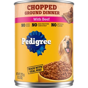 Pedigree Chopped Ground Dinner with Beef Adult Canned Wet Dog Food, 13.2-oz can, case of 24