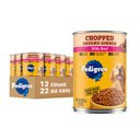 Pedigree Chopped Ground Dinner with Beef Adult Canned Wet Dog Food, 22-oz can, case of 12
