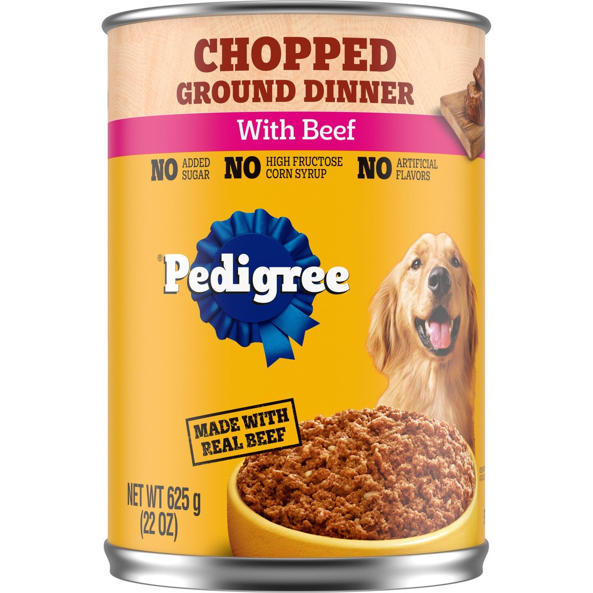 Pedigree Chopped Ground Dinner with Beef Adult Canned Wet Dog Food, 22-oz can, case of 12