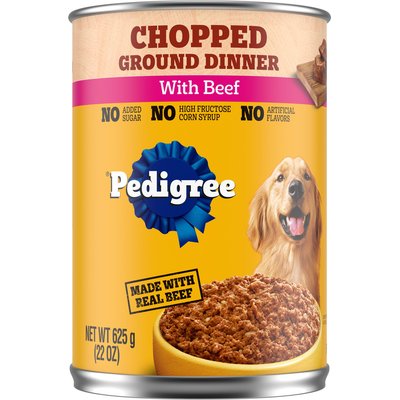Pedigree Pedigree Chopped Ground Dinner with Beef Adult Canned Wet Dog Food, 22-oz can, case of 12