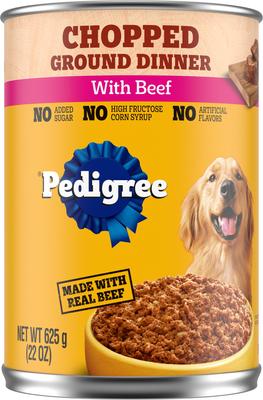 Show full view: Pedigree Chopped Ground Dinner with Beef Canned Food + Complete Nutrition Grilled Steak & Vegetable Flavor Dry Dog Food slide 2 of 9
