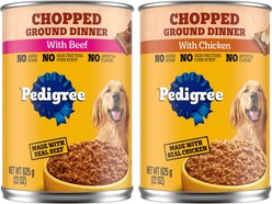 Pedigree Chopped Ground Dinner with Beef + Chicken Canned Dog Food