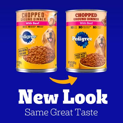Show full view: Pedigree Chopped Ground Dinner with Beef + Chicken Canned Dog Food slide 3 of 9