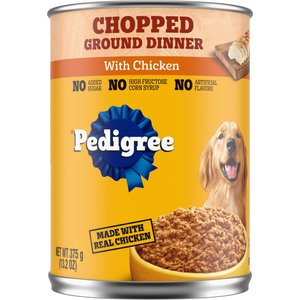 Pedigree Chopped Ground Dinner with Chicken Adult Canned Wet Dog Food, 13.2-oz, case of 12