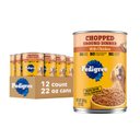 Pedigree Chopped Ground Dinner with Chicken Adult Canned Wet Dog Food, 22-oz can, case of 12