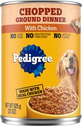 Pedigree Chopped Ground Dinner with Chicken Adult Canned Wet Dog Food, 22-oz can, bundle of 24 