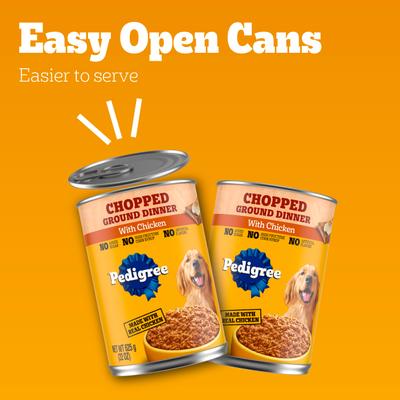 Show full view: Pedigree Chopped Ground Dinner with Chicken Adult Canned Wet Dog Food, 22-oz can, bundle of 24  slide 9 of 12