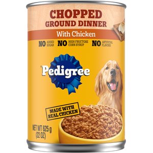 Pedigree Chopped Ground Dinner with Chicken Adult Canned Wet Dog Food, 22-oz, case of 12