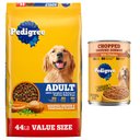 Pedigree Chopped Ground Dinner with Chicken Canned Food + Complete Nutrition Roasted Chicken, Rice & Vegetable Flavor Dry Dog Food