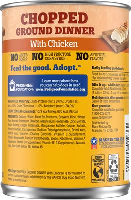 Show full view: Pedigree Chopped Ground Dinner with Chicken Canned Food + Complete Nutrition Roasted Chicken, Rice & Vegetable Flavor Dry Dog Food slide 8 of 10