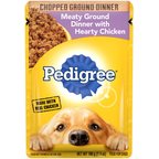 Pedigree Chopped Meaty Ground Dinner with Hearty Chicken Adult Wet Dog Food, 3.5-oz pouch, case of 16