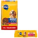 Pedigree Complete Nutrition Grilled Steak & Vegetable Flavor Dry Food + Chopped Ground Dinner Variety Pack with Beef & Chicken Canned Dog Food