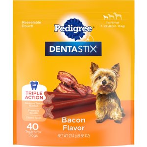 Pedigree Dentastix Bacon Flavor Dental Treats for Toy & Small Dogs, 9.6-oz pouch, 40 count