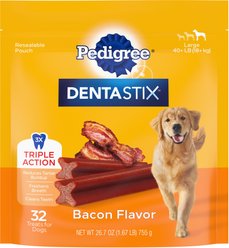 Pedigree Dentastix Bacon Flavor Large Dental Dog Treats, 32 count