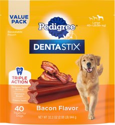 Pedigree Dentastix Bacon Flavor Large Dental Dog Treats, 40 count