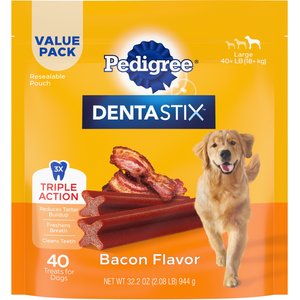 Pedigree Dentastix Bacon Flavor Large Dental Dog Treats, 40 count