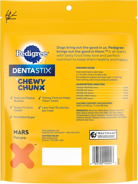 Pedigree DentaStix Chewy Chunx Chicken Flavor Small/Medium Dental Dog Treats
