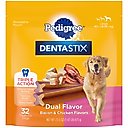 Pedigree Dentastix Dual Flavored Bacon & Chicken Flavored Large Dental Dog Treats, 32 count