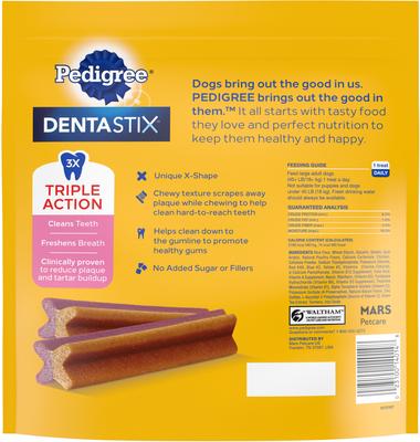 Show full view: Pedigree Dentastix Dual Flavored Bacon & Chicken Flavored Large Dental Dog Treats, 64 count bundle slide 5 of 11