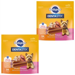 Pedigree Dentastix Dual Flavored Bacon & Chicken Flavored Mini Dental Dog Treats, 168 count bundle