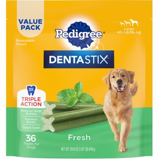 Pedigree Dentastix Fresh Mint Flavored Large Dental Dog Treats, 36 count slide 1 of 9