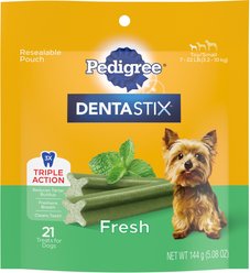 Pedigree Dentastix Fresh Mint Flavored Mini Dental Dog Treats, 21 count