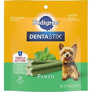 Pedigree Dentastix Fresh Mint Flavored Mini Dental Dog Treats, 21 count