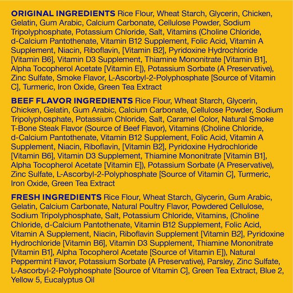 Show full view: Pedigree Dentastix Large Original Chicken, Beef Flavor & Fresh Mint Flavor Variety Pack Dental Dog Treats, 51 count slide 5 of 12