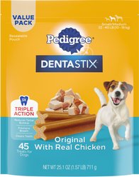 Pedigree Dentastix Small/Medium Original Chicken Flavor Dental Dog Treats, 45 count
