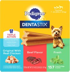 Pedigree Dentastix Toy Grain-Free Original Chicken, Beef Flavor, & Fresh Mint Variety Pack Small Breed Dental Dog Treats, 157 count