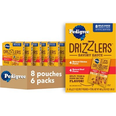 Pedigree Pedigree Drizzlers Savory Sauce Multipack Dog Food Topper, 60-g pouch, pack of 8