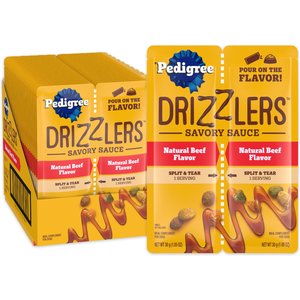 Pedigree Drizzlers Savory Sauce Multipack Natural Beef Flavor Wet Dog Food, 60-g pouch, pack of 22