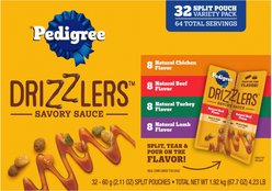 Pedigree Drizzlers Savory Sauce Multipack Dog Food Topper, 60-g pouch, pack of 32